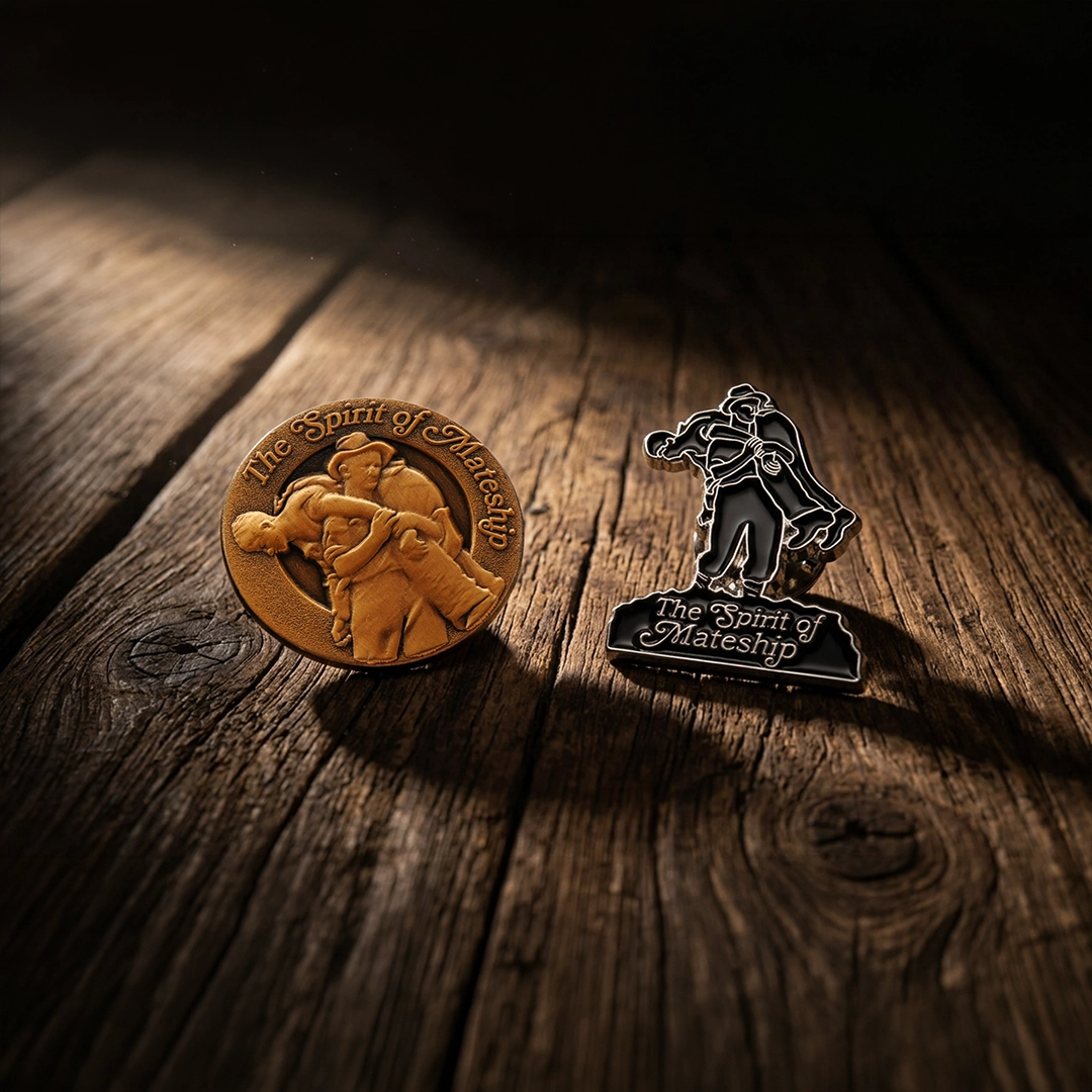 Military themed lapel pins and badges