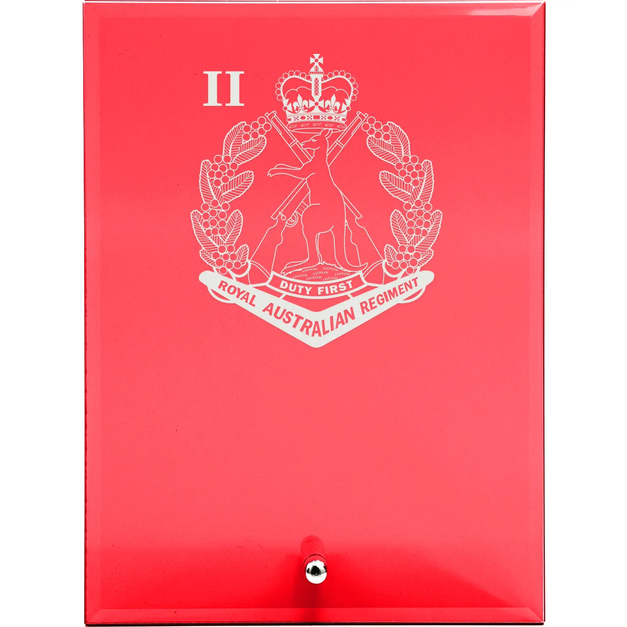 2nd Battalion RAR Nebula Red Glass Award | Engraved Plaque - Army Shop