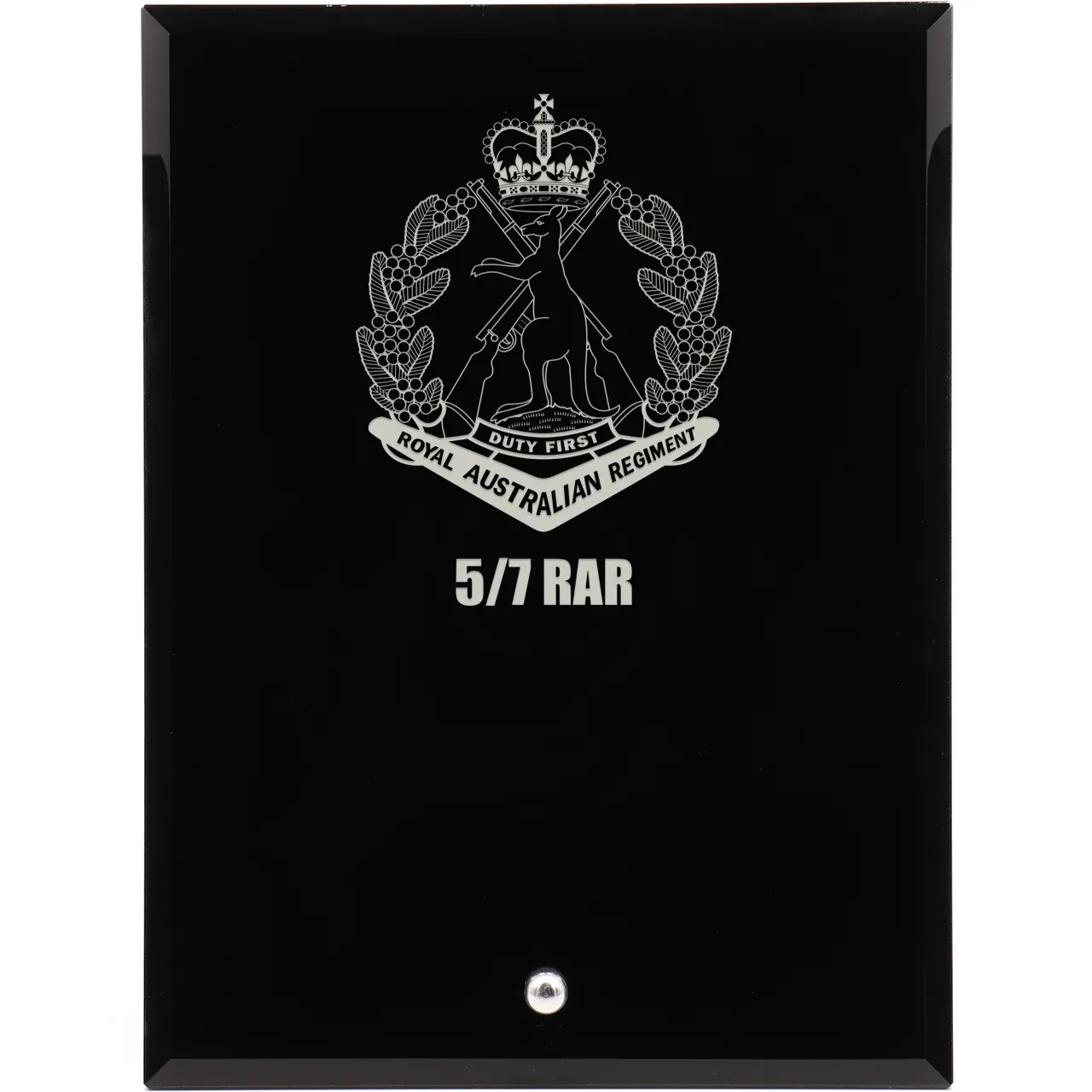 5/7 RAR Nebula Black Glass Award | Engraved Plaque - Army Shop